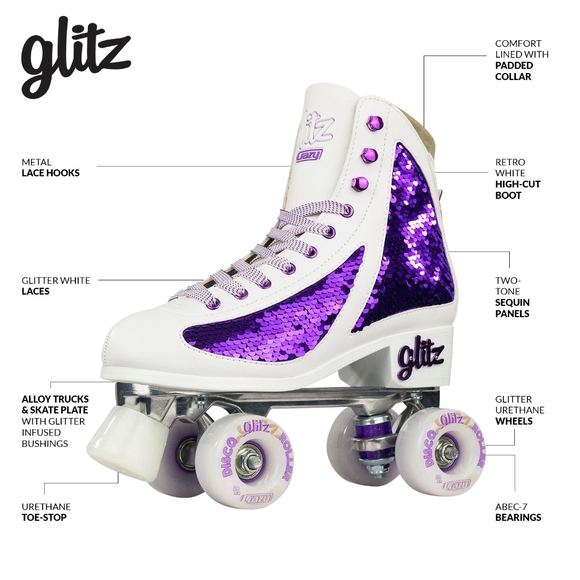 Crazy Skates Glitz Roller Skates Size 7 - Picture 8 of 9